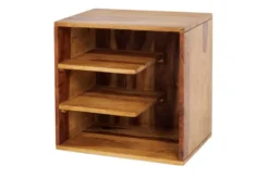 Massivholz Beistelltisch CUBUS 45cm braun Sheesham stone finish Regal Nachttisch