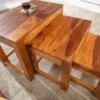 Massivholz Beistelltische 3er Set MONSOON 45cm braun Sheesham stone finish Couchtisch