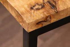 Massivholz Beistelltisch GASTON 65cm natur Mangoholz Metall schwarz handmade