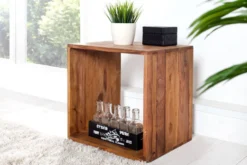 Massivholz Beistelltisch MAKASSAR 45cm braun Sheesham stone finish Regal handmade