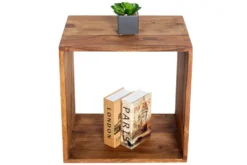 Massivholz Beistelltisch MAKASSAR 45cm braun Sheesham stone finish Regal handmade