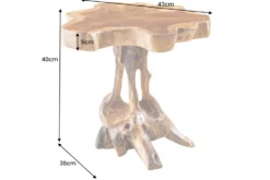Massivholz Beistelltisch ROOT 40cm natur Teak aus Wurzelholz im Stelzen-Design