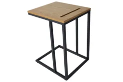 Massivholz Beistelltisch SCANDINAVIA 45cm natur Wildeiche Metall schwarz Laptoptisch