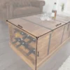 Massivholz Couchtisch BODEGA 100cm braun Sheesham stone finish Truhe Stauraum Weinregal