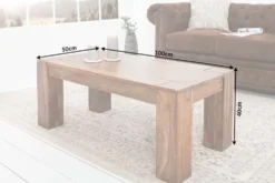 Massivholz Couchtisch MAKASSAR 100cm braun Sheesham stone finish einzigartige Maserung