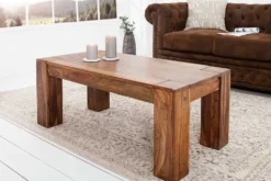 Massivholz Couchtisch MAKASSAR 100cm braun Sheesham stone finish einzigartige Maserung
