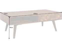 Massivholz Couchtisch MYSTIC LIVING 100cm braun Sheesham stone finish mit Stauraum