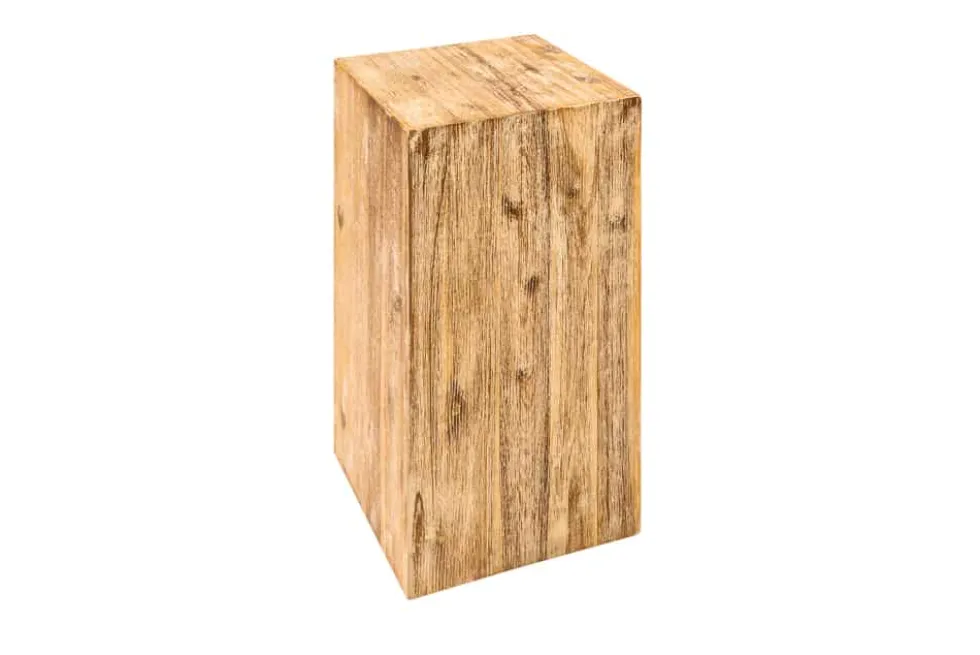 Massivholz Dekosäule COLUMNA 50cm Akazie teak-grau gekälkt Beistelltisch