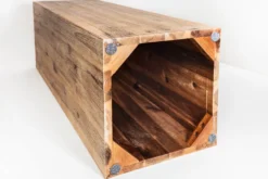 Massivholz Dekosäule COLUMNA 50cm Akazie teak-grau gekälkt Beistelltisch