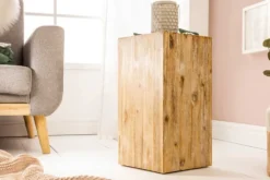 Massivholz Dekosäule COLUMNA 50cm Akazie teak-grau gekälkt Beistelltisch