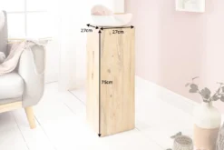 Massivholz Dekosäule COLUMNA 75cm Akazie teakgrau gekälkt Beistelltisch