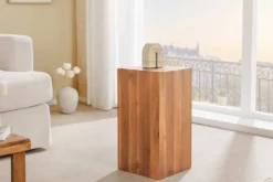 Massivholz Dekosäule COLUMNA 50cm braun Akazie Beistelltisch