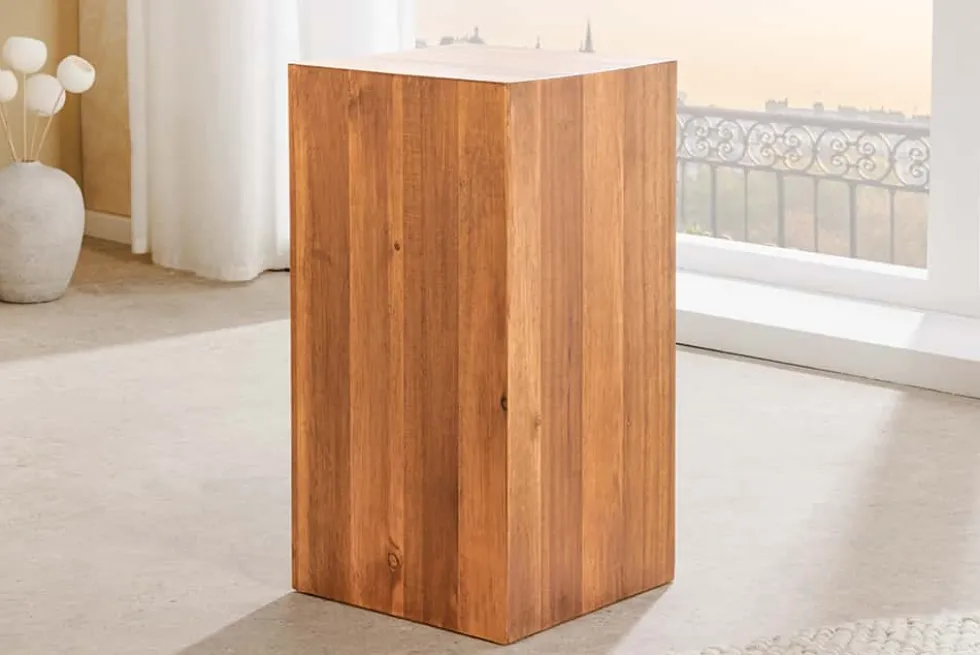Massivholz Dekosäule COLUMNA 50cm braun Akazie Beistelltisch