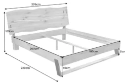 Massivholz Doppelbett AMAZONAS 180x200cm natur Wildeiche Baumkante