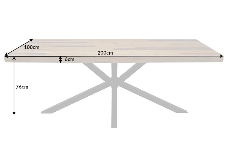 Massivholz Esstisch GALAXIE 200cm vintage braun Pinie recycelt Industrial Design