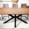 Massivholz Esstisch GALAXIE 200cm braun Sheesham stone finish Industrial Design