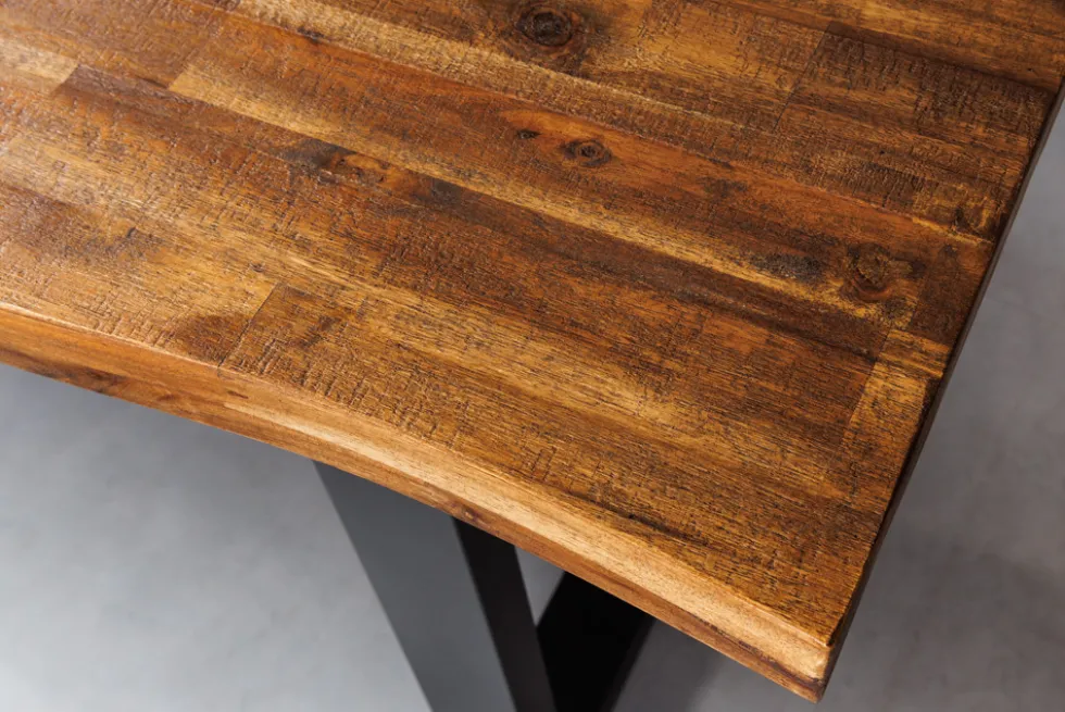 Massivholz Esstisch GENESIS 180cm natur anthrazit Akazie Baumkante Industrial Design