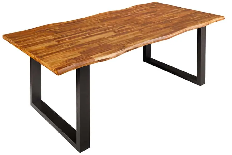 Massivholz Esstisch GENESIS 180cm natur anthrazit Akazie Baumkante Industrial Design