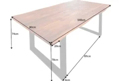 Massivholz Esstisch GENESIS 140cm natur anthrazit Akazie Baumkante Kufengestell