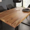 Massivholz Esstisch IRON CRAFT 140cm braun schwarz Sheesham stone finish Industrial