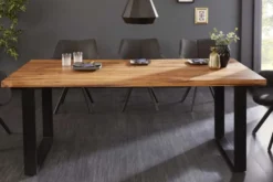 Massivholz Esstisch IRON CRAFT 160cm braun schwarz Sheesham stone finish Industrial