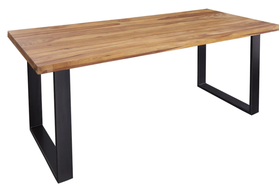 Massivholz Esstisch IRON CRAFT 160cm braun schwarz Sheesham stone finish Industrial