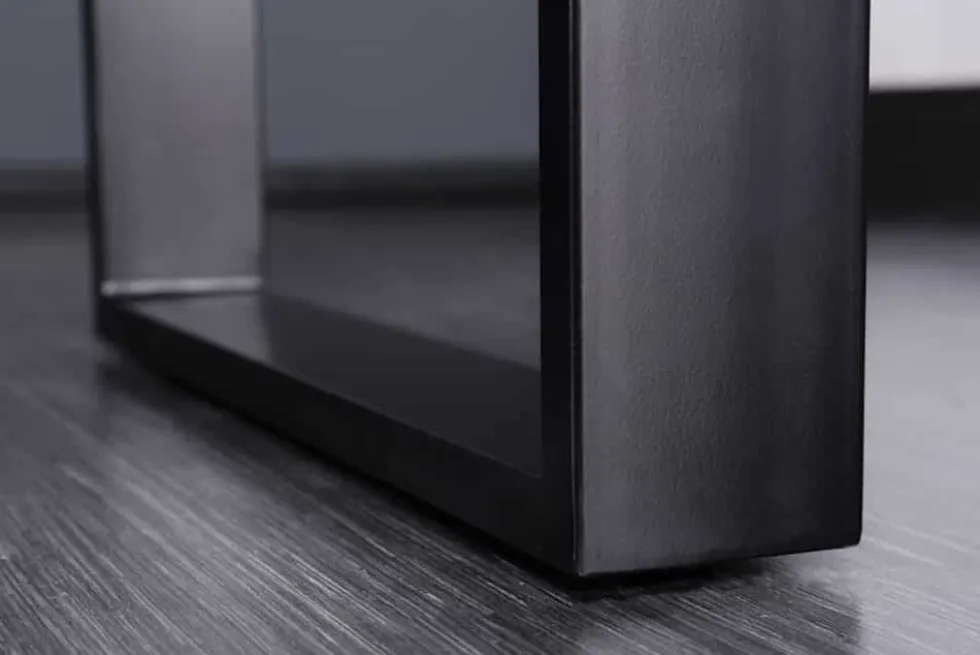 Massivholz Esstisch IRON CRAFT 160cm braun schwarz Sheesham stone finish Industrial