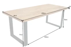 Massivholz Esstisch IRON CRAFT 200cm braun schwarz Sheesham stone finish Industrial
