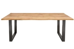 Massivholz Esstisch LIVING EDGE 200cm natur Wildeiche geölt Baumkante Metallbeine