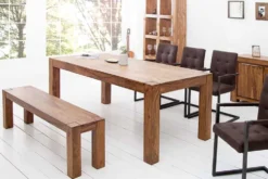 Massivholz Esstisch MAKASSAR 200cm braun Sheesham stone finish Holzbeine rechteckig