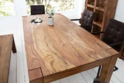 Massivholz Esstisch MAKASSAR 160cm braun Sheesham stone finish lackiert rechteckig