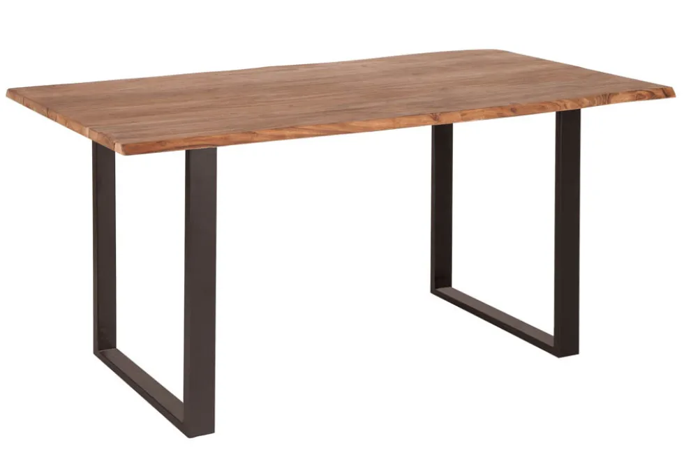 Massivholz Esstisch MAMMUT 140cm Wild-Akazie Baumkante Industrial Design 2,6cm Tischplatte