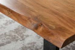 Massivholz Esstisch MAMMUT 200cm Akazie U-Gestell schwarz Metall Baumkante 6cm Tischplatte