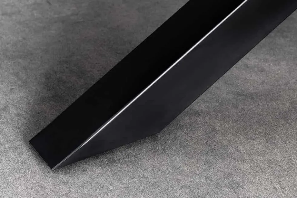 Massivholz Esstisch MAMMUT 200cm Akazie schwarz Metall Baumkante 5cm Tischplatte