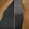 Massivholz Esstisch MAMMUT 240cm natur Akazie X-Gestell schwarz Metall Baumkante