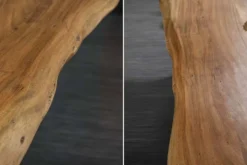 Massivholz Esstisch MAMMUT 240cm natur Akazie X-Gestell schwarz Metall Baumkante