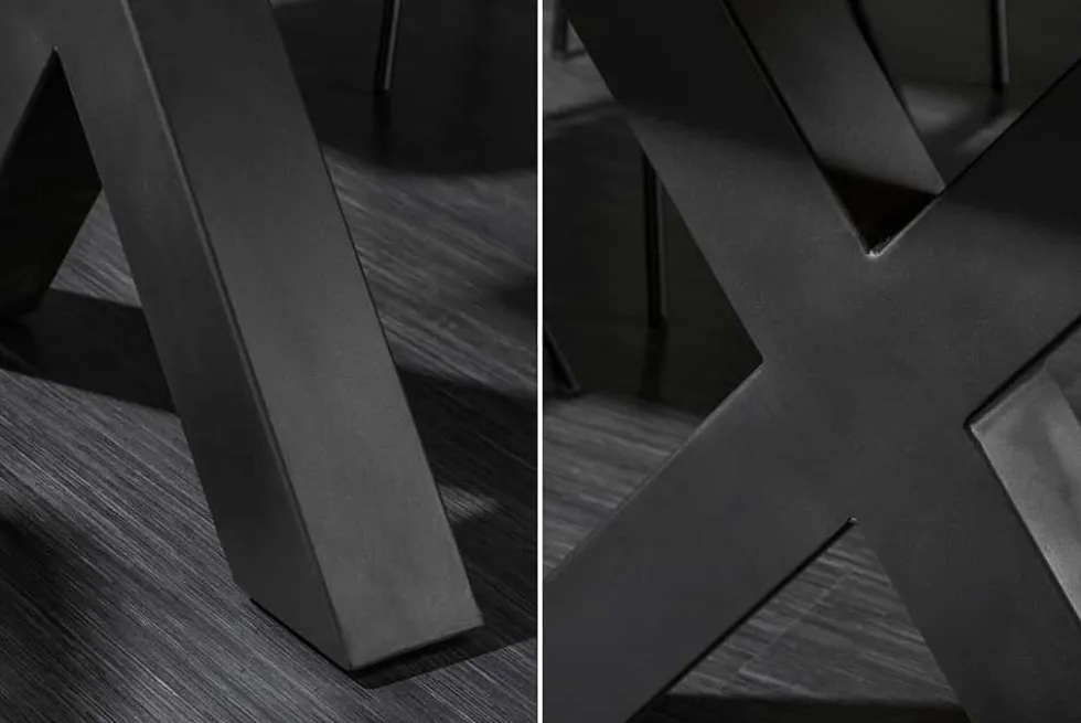 Massivholz Esstisch MAMMUT 240cm natur Akazie X-Gestell schwarz Metall Baumkante