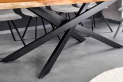 Massivholz Esstisch MAMMUT 200cm Akazie schwarz Metall Baumkante 6cm Tischplatte