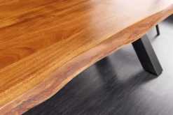 Massivholz Esstisch MAMMUT 300cm Akazie X-Gestell schwarz Metall Baumkante 6cm Tischplatte