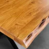 Massivholz Esstisch MAMMUT 200cm Akazie X-Gestell schwarz Metall Baumkante 5cm Tischplatte
