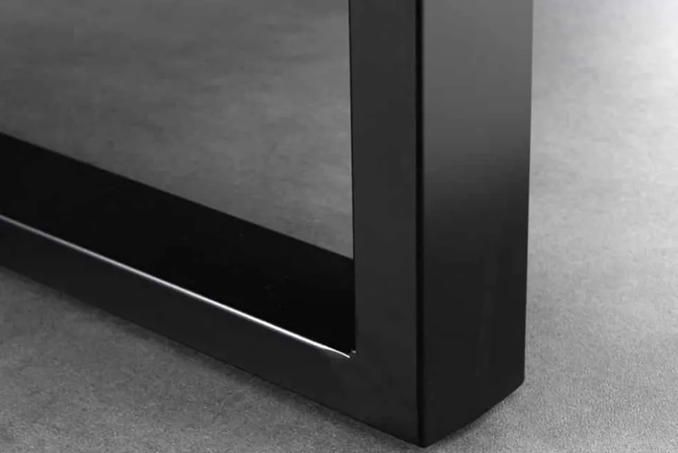 Massivholz Esstisch MAMMUT 200cm Akazie U-Gestell schwarz Metall Baumkante