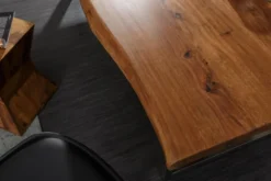 Massivholz Esstisch MAMMUT NATURE 200cm Akazie Edelstahl Baumkante 3,5cm Tischplatte
