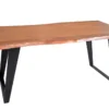 Massivholz Esstisch ORGANIC ARTWORK 180cm Akazie Industrial Design Eisengestell Baumkante