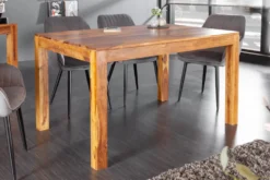 Massivholz Esstisch PURE 120cm braun Sheeshamholz stone finish einzigartige Maserung