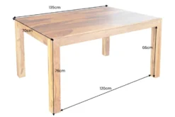 Massivholz Esstisch PURE 135cm braun Sheeshamholz stone finish einzigartige Maserung