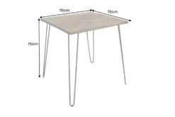 Massivholz Esstisch SCORPION 70cm vintage braun Akazie schwarze Metallbeine Hairpin Legs