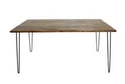 Massivholz Esstisch SCORPION 160cm braun Akazie schwarze Metallbeine Hairpin Legs Retro