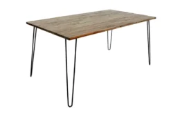 Massivholz Esstisch SCORPION 160cm braun Akazie schwarze Metallbeine Hairpin Legs Retro