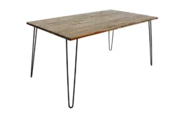 Massivholz Esstisch SCORPION 180cm braun Akazie schwarze Metallbeine Hairpin Legs Retro
