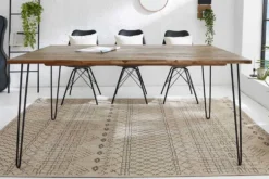 Massivholz Esstisch SCORPION 180cm braun Akazie schwarze Metallbeine Hairpin Legs Retro